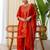 Dark-orange silk blend embroidered kurta set