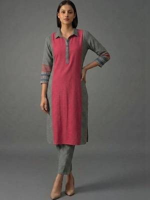 women striped regular kurta with trousers 1