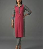 women striped regular kurta with trousers