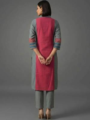 women striped regular kurta with trousers 4