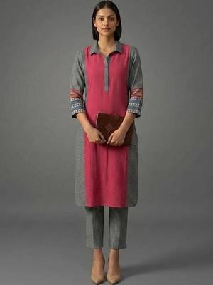 women striped regular kurta with trousers 7