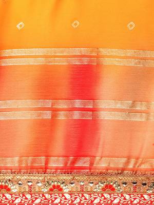 yellow bandhani gotta patti pure chiffon saree 4