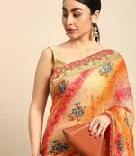 olive bandhani gotta patti pure chiffon saree
