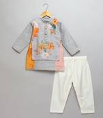 Multicolor printed cotton silk kurta set