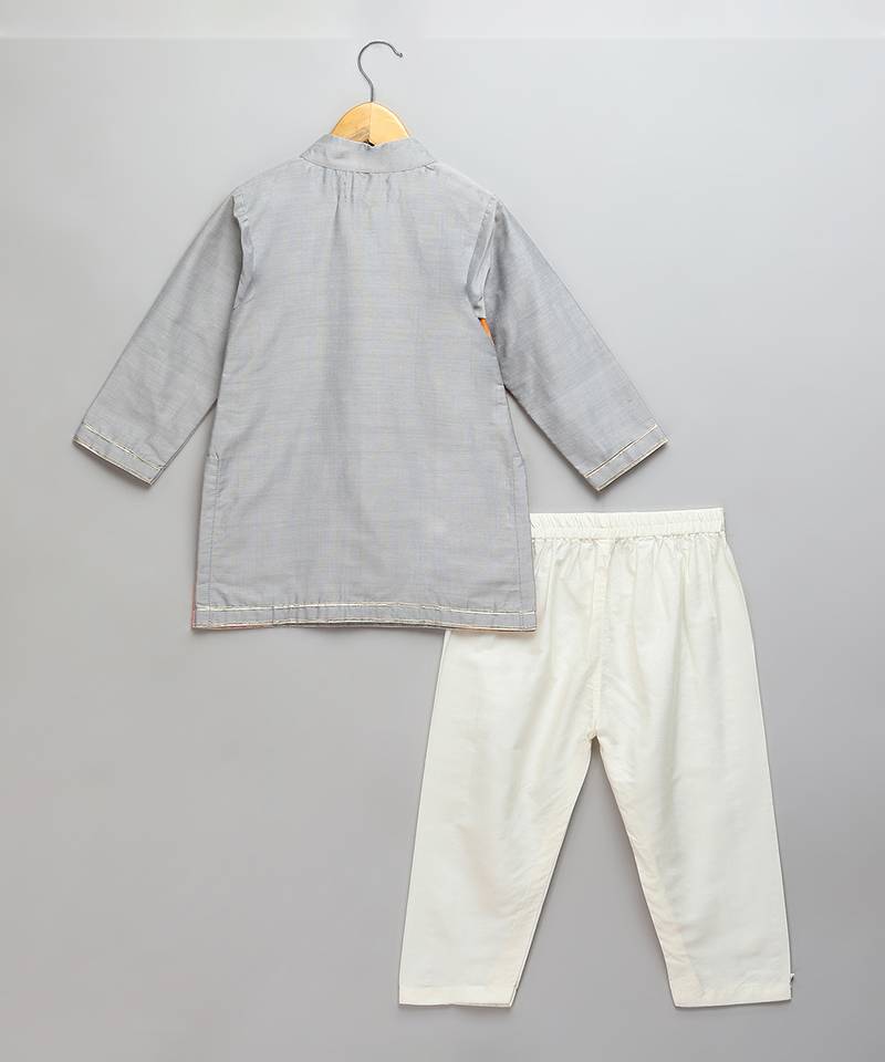 Multicolor printed cotton silk kurta set