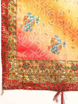olive bandhani gotta patti pure chiffon saree 5