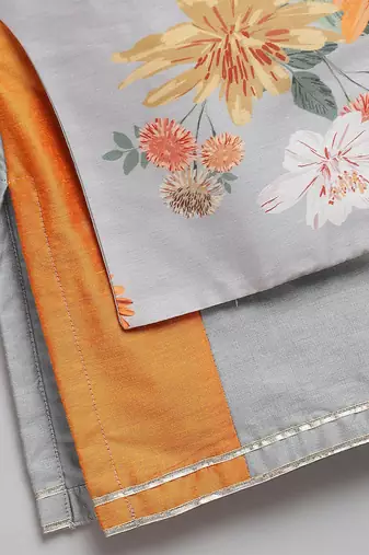 Multicolor printed cotton silk kurta set