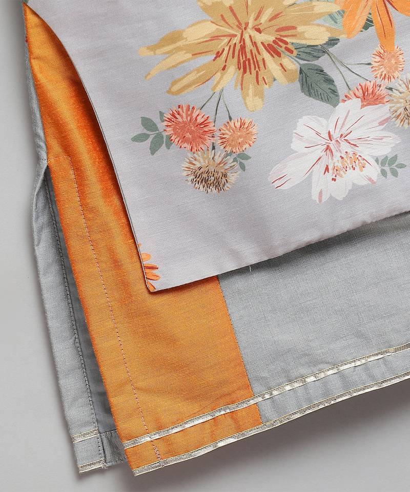 Multicolor printed cotton silk kurta set