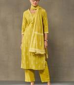 women ethnic motifs printed regular cotton kurta with palazzos & with dupatta