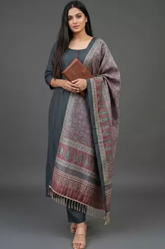 women ethnic motifs regular kurta with trousers & with dupatta