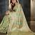 green striped woven design zari organza banarasi saree