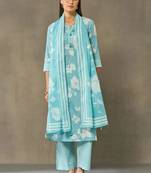 women floral printed regular cotton kurta with palazzos & with dupatta