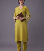 women ethnic motifs embroidered regular thread work kurta with trousers