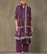 women ethnic motifs printed regular cotton kurta with trousers & with dupatta