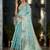 blue woven design zari organza handloom banarasi saree