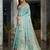 blue woven design zari organza handloom banarasi saree
