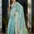 blue woven design zari organza handloom banarasi saree