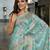 blue woven design zari organza handloom banarasi saree