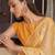 yellow yellow embellished beads & stones pure chiffon saree