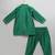 Green woven cotton silk kurta set