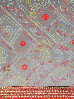 grey gotta patti poly georgette bandhani saree 4