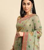 green gotta patti poly georgette bandhani saree