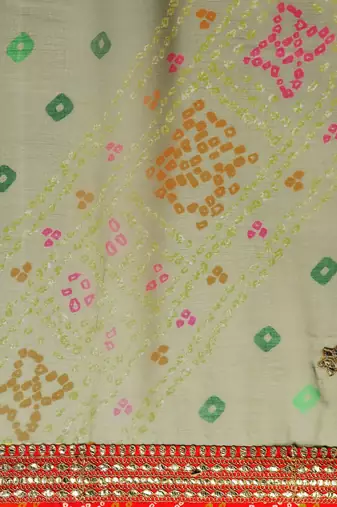 green gotta patti poly georgette bandhani saree