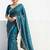 teal embellished zari satin heavy work saree