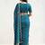 teal embellished zari satin heavy work saree