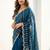teal embellished zari satin heavy work saree