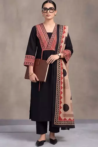 women printed regular cotton kurta with trousers & with dupatta