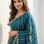 teal embellished zari satin heavy work saree