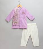Purple embroidered cotton kurta set