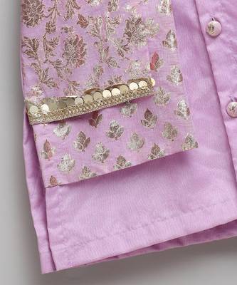 Purple embroidered cotton kurta set 5