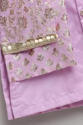 Purple embroidered cotton kurta set