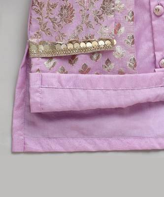 Purple embroidered cotton kurta set 6