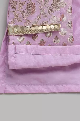 Purple embroidered cotton kurta set