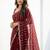 maroon embellished zari satin designer saree