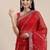 red red striped sequinned organza saree