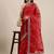 red red striped sequinned organza saree