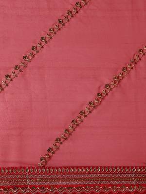 red red striped sequinned organza saree 4