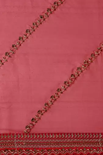 red red striped sequinned organza saree