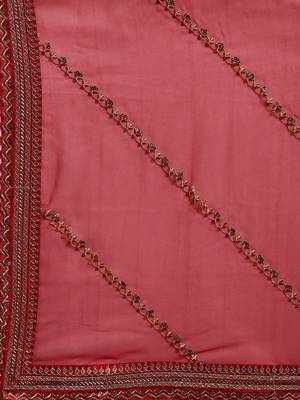 red red striped sequinned organza saree 5