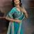 blue bandhani printed embroidered pure georgette bandhani saree