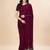 purple purple & black striped stone work pure chiffon saree