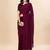 purple purple & black striped stone work pure chiffon saree