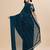 teal teal & black striped beads & stone work pure chiffon saree