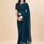 teal teal & black striped beads & stone work pure chiffon saree