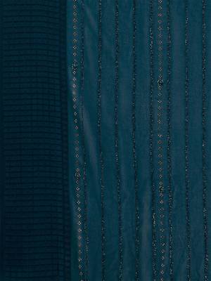 teal teal & black striped beads & stone work pure chiffon saree 5