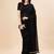 black black striped beads and stones pure chiffon saree